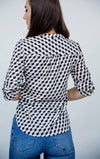 Bluza tunica in V cu imprimeu geometric