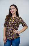 Bluza guler rotund multicolora