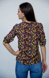 Bluza guler rotund multicolora