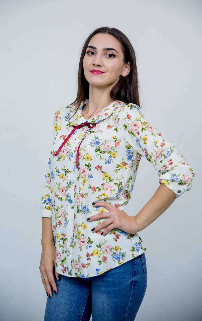 Bluza fenta cu guleras multicolora