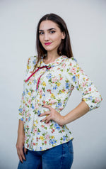 Bluza fenta cu guleras multicolora