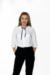 Bluza cu guler rotund alba