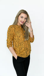 Bluza cu guler rotund, animal print