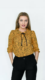 Bluza cu guler rotund, animal print