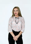 Bluza cu guler rotund, roz