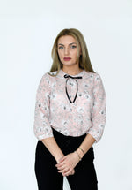 Bluza cu guler rotund, roz