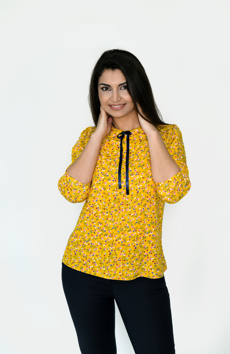 Bluza galbena cu guleras rotund