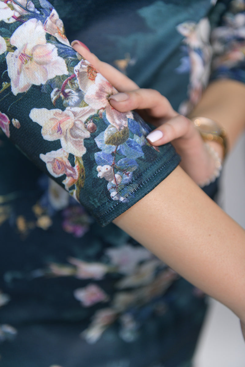 Rochie albastra cu imprimeu floral