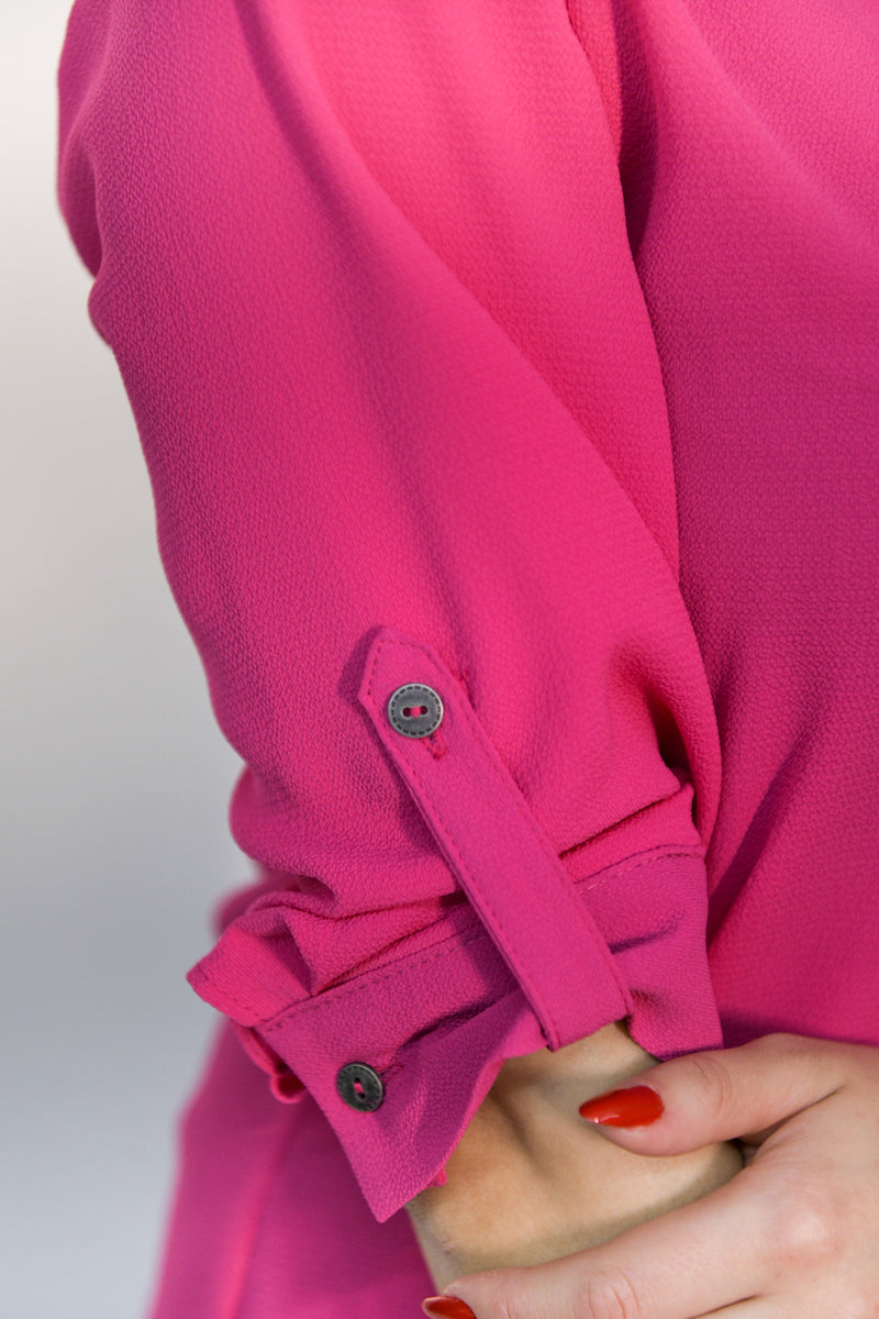 Bluza roz cu tunica in V