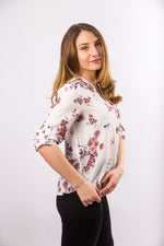 Bluza tunica in V cu imprimeu floral