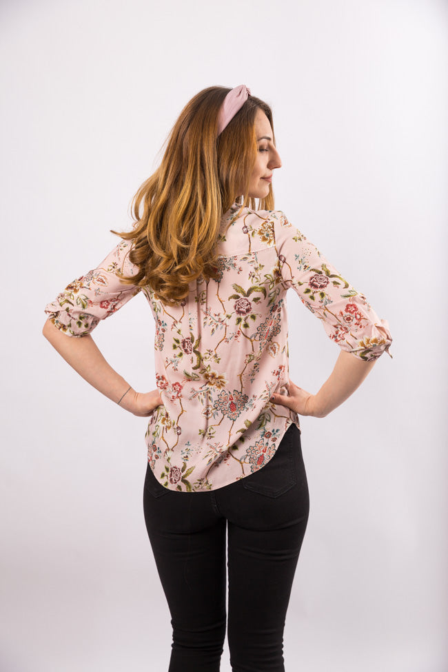 Bluza tunica in V cu imprimeu floral