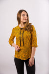 Bluza guler rotund, orange cu animal print