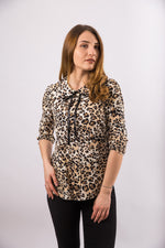 Bluza guler rotund cu imprimeu leopard