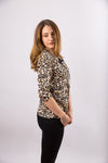 Bluza guler rotund cu imprimeu leopard