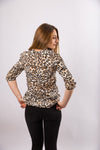 Bluza guler rotund cu imprimeu leopard