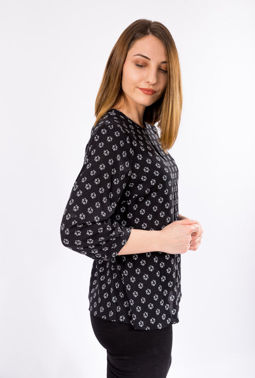 Bluza fenta, neagra cu imprimeu