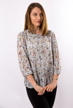 Bluza guler rotund,cu imprimeu floral