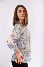 Bluza guler rotund,cu imprimeu floral